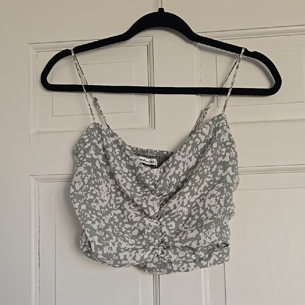 Abercrombie & Fitch Gray and White Printed Cowl Neck Cami